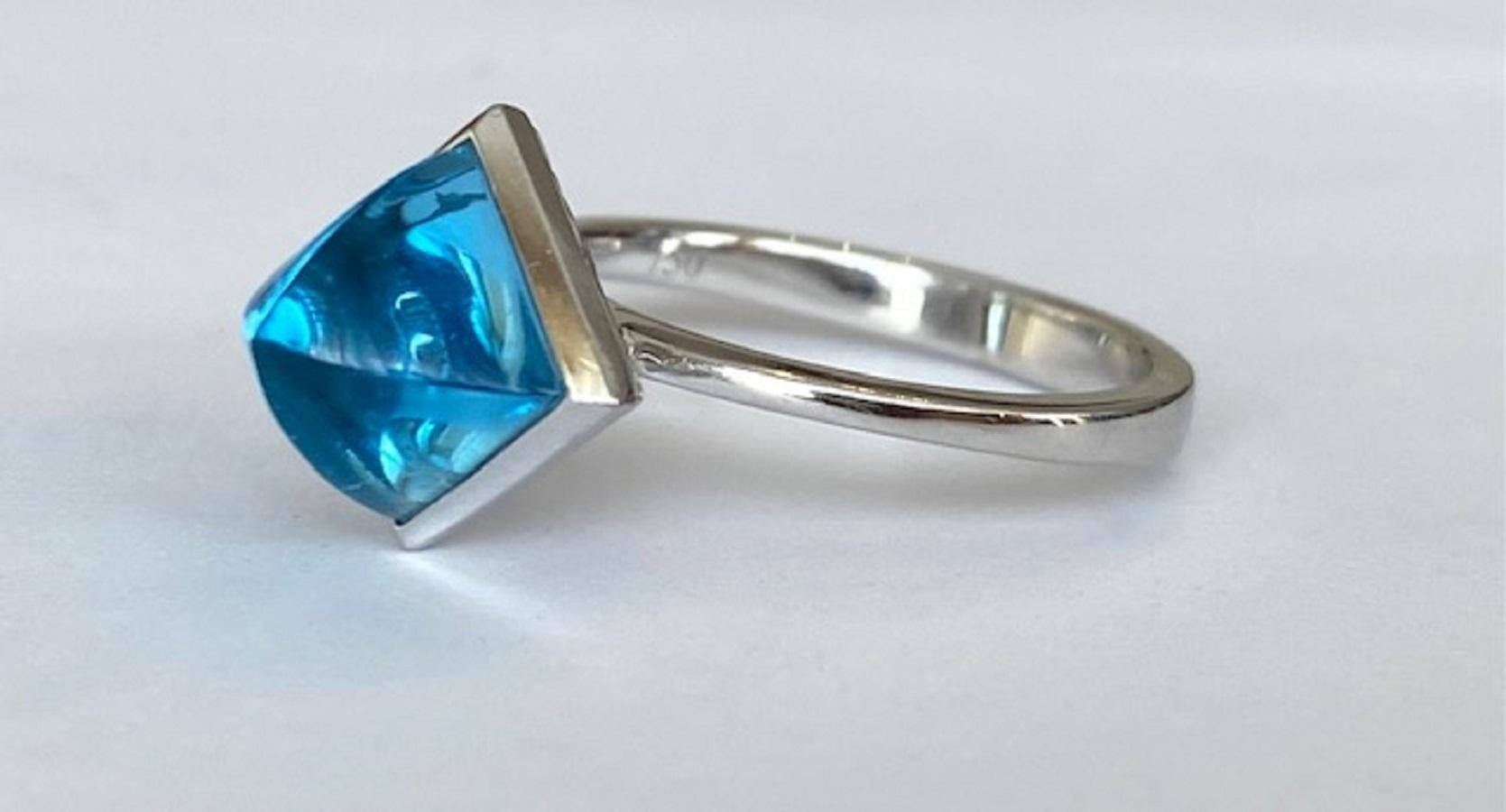 Contemporary 18 Kt. White Gold Ring with 3.00 Ct Topaz and Diamonds For Sale