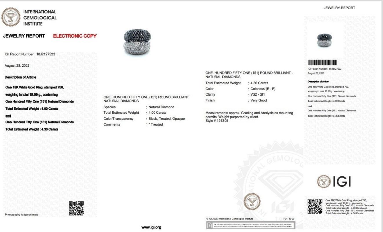 18 kt. Anello in oro bianco con 8,36 ct di diamanti naturali totali - Certificato IGI in vendita 4