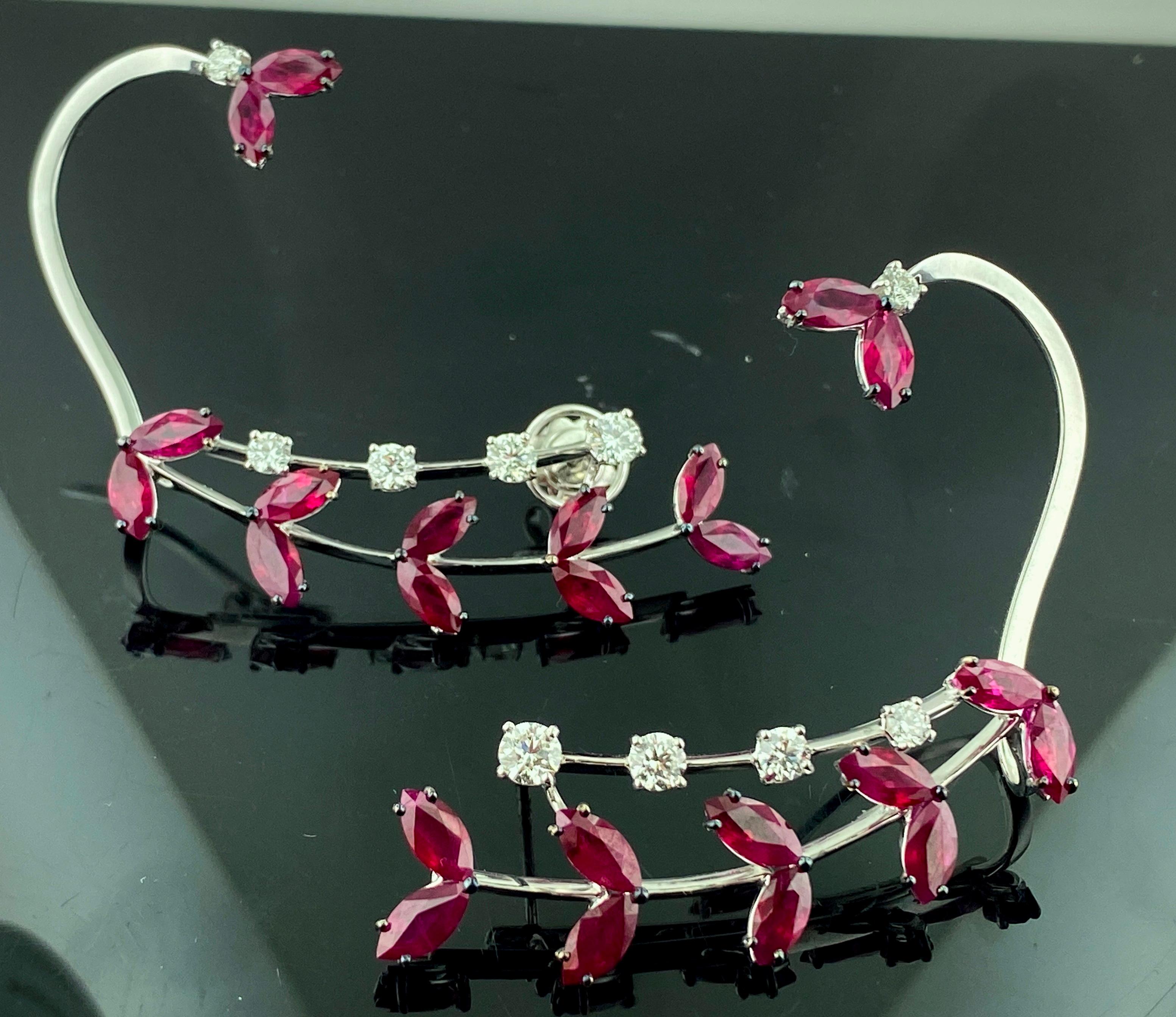 18 KT white gold Ruby and Diamond Earrings For Sale 2
