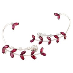 18 KT white gold Ruby and Diamond Earrings