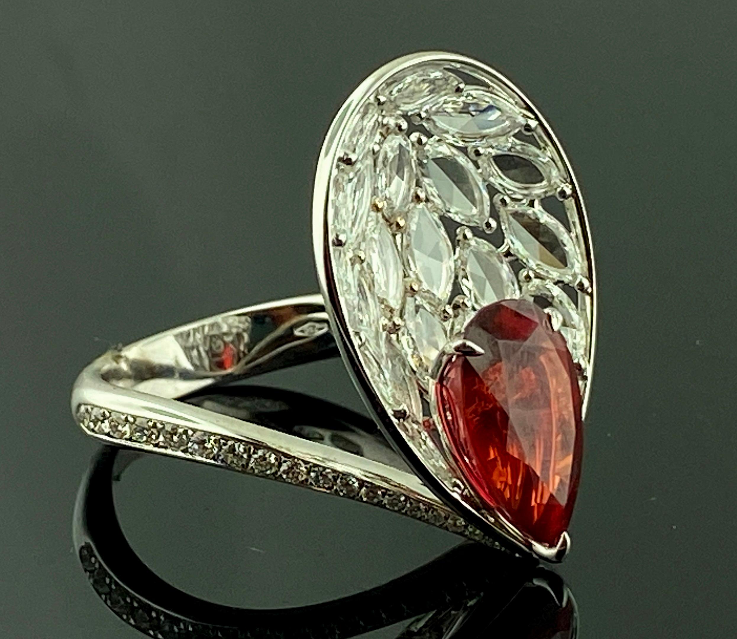 18 Karat White Gold Ruby and Diamond Ring For Sale 2