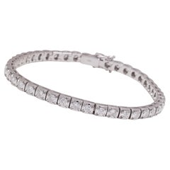 18 kt. White Gold Solid Tennis Bracelet With 4.2 ct. Brilliant Cut Diamonds