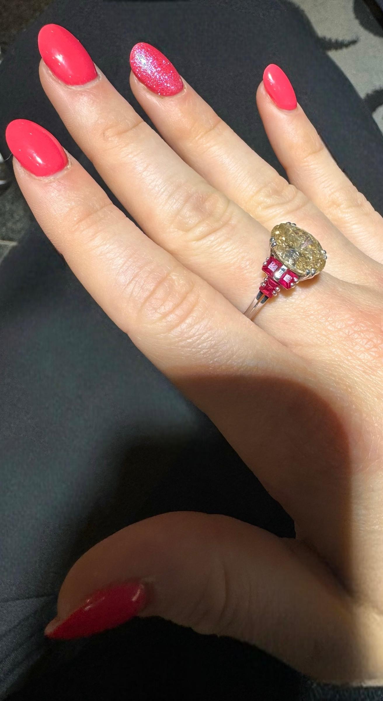 18 Karat Weißgold Solitär-Ring, 3,99 Karat Diamant im Ovalschliff in der Mitte im Angebot 5