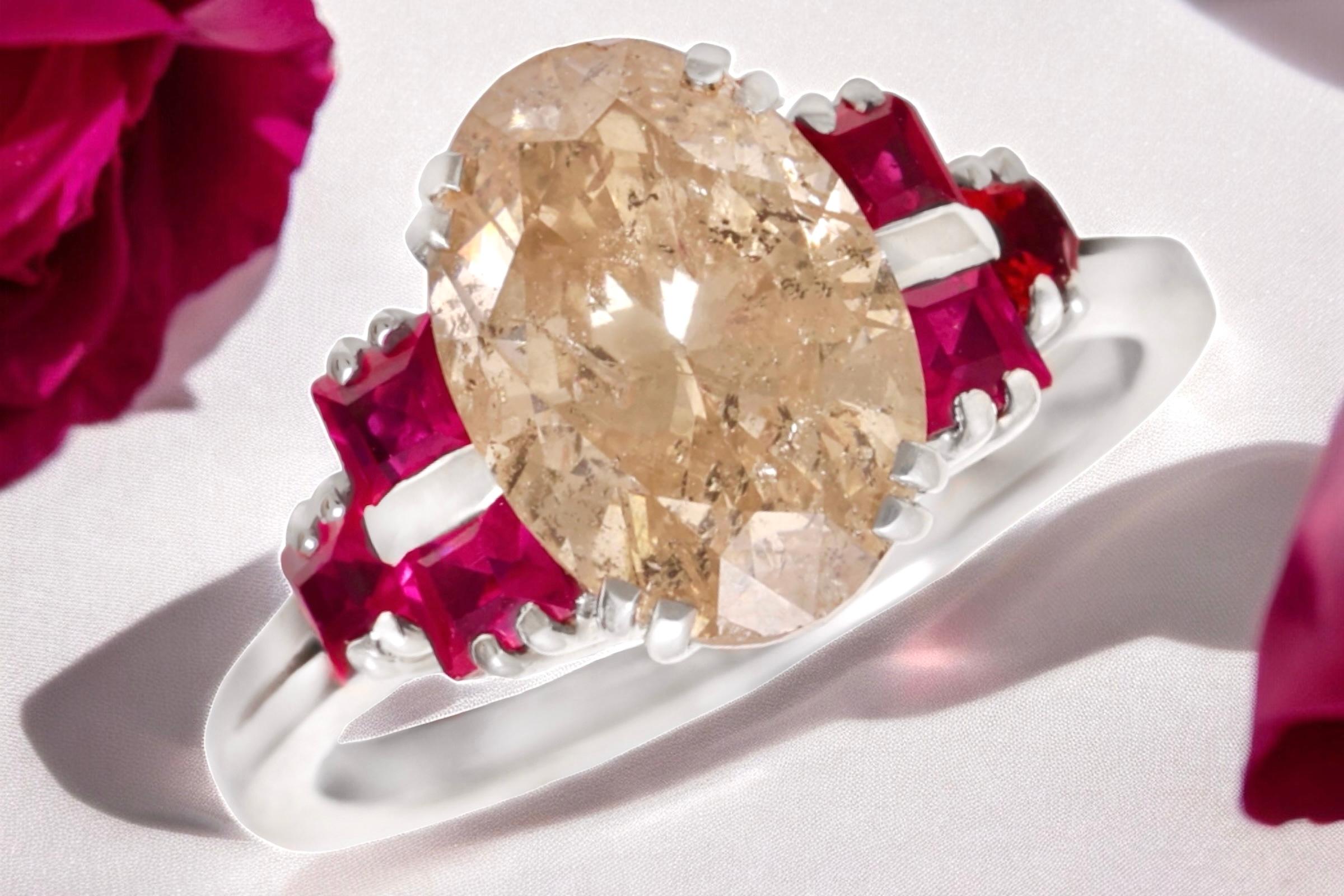 18 Karat Weißgold Solitär-Ring, 3,99 Karat Diamant im Ovalschliff in der Mitte im Angebot 6