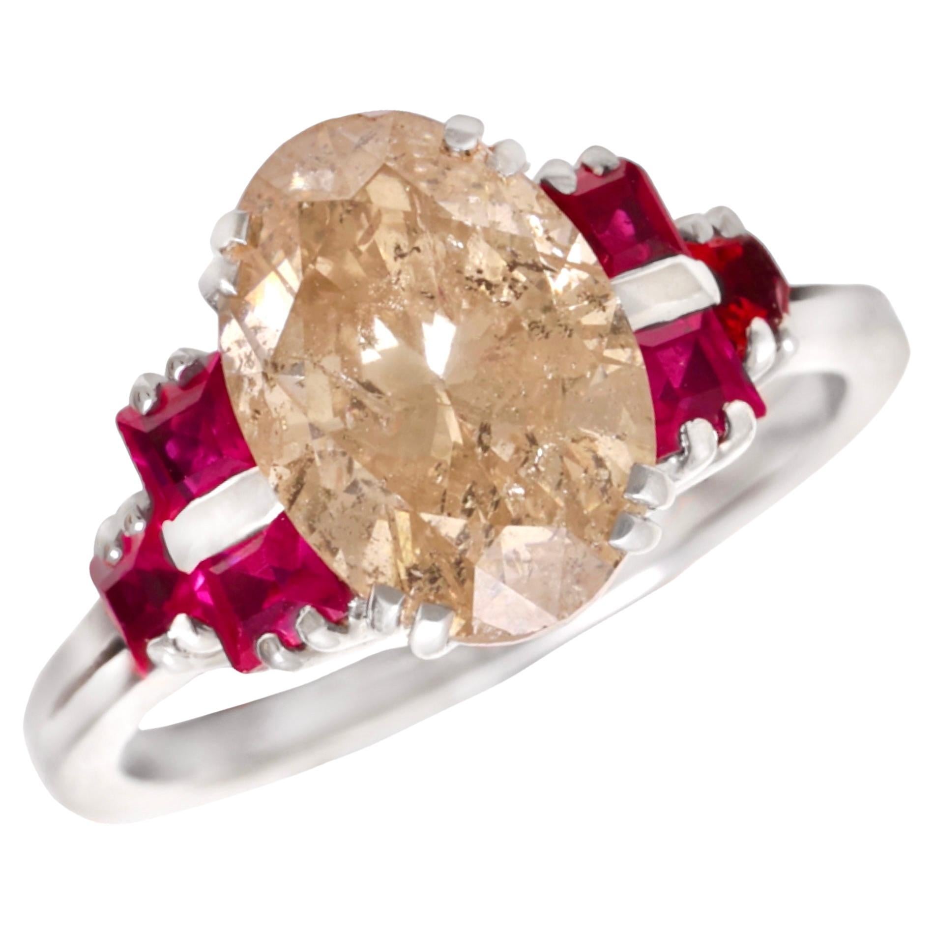 18 Karat Weißgold Solitär-Ring, 3,99 Karat Diamant im Ovalschliff in der Mitte