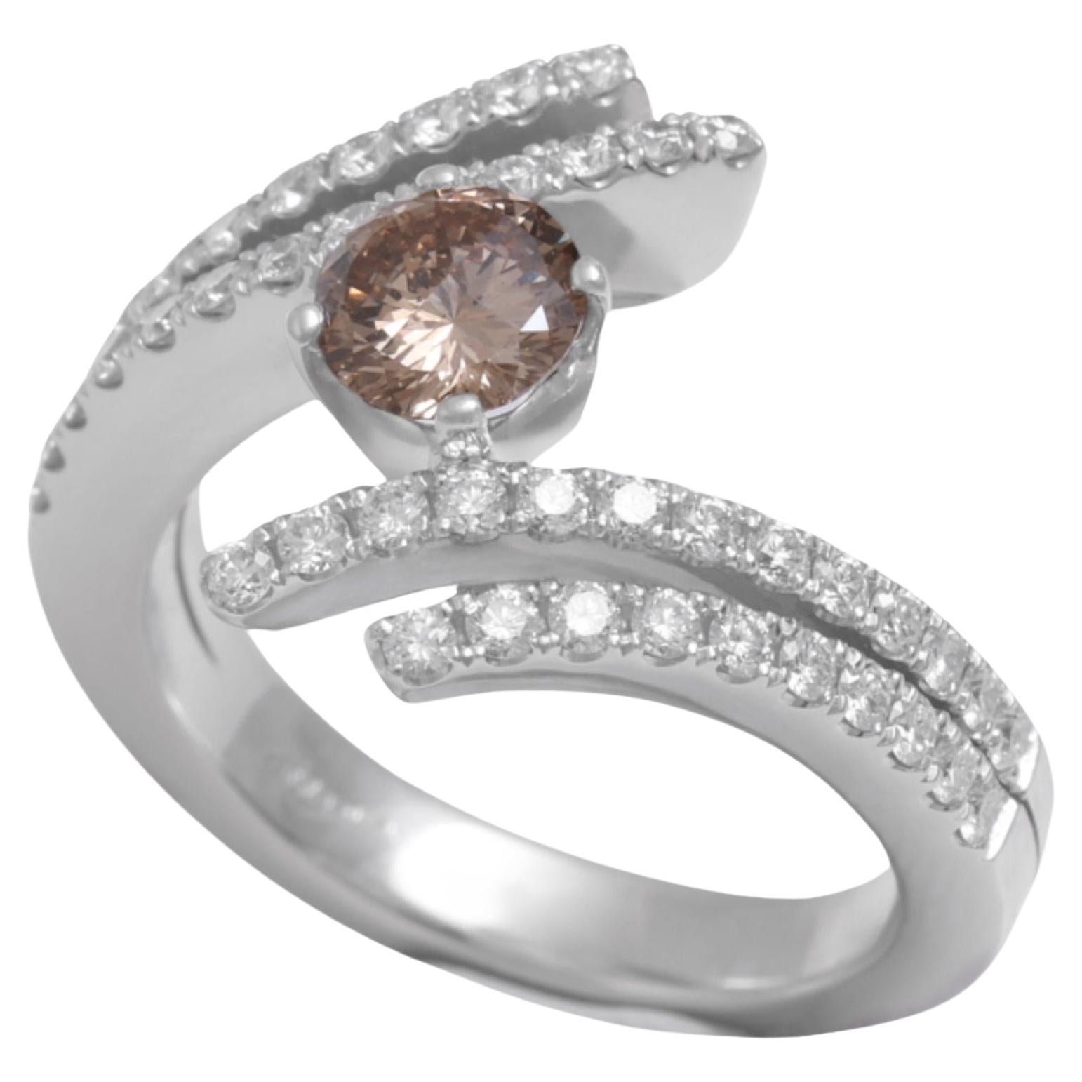 18 Karat Weißgold Solitär, einzigartiger Centenaire 100 Facettenschliff Diamant, Ring