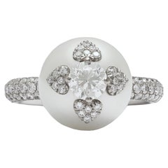 18 kt White Gold South Sea Pearl & Diamond Ring, One of a kind
