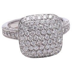 18 kt. White Gold Square Ring Set with 1.30 Ct. Diamonds