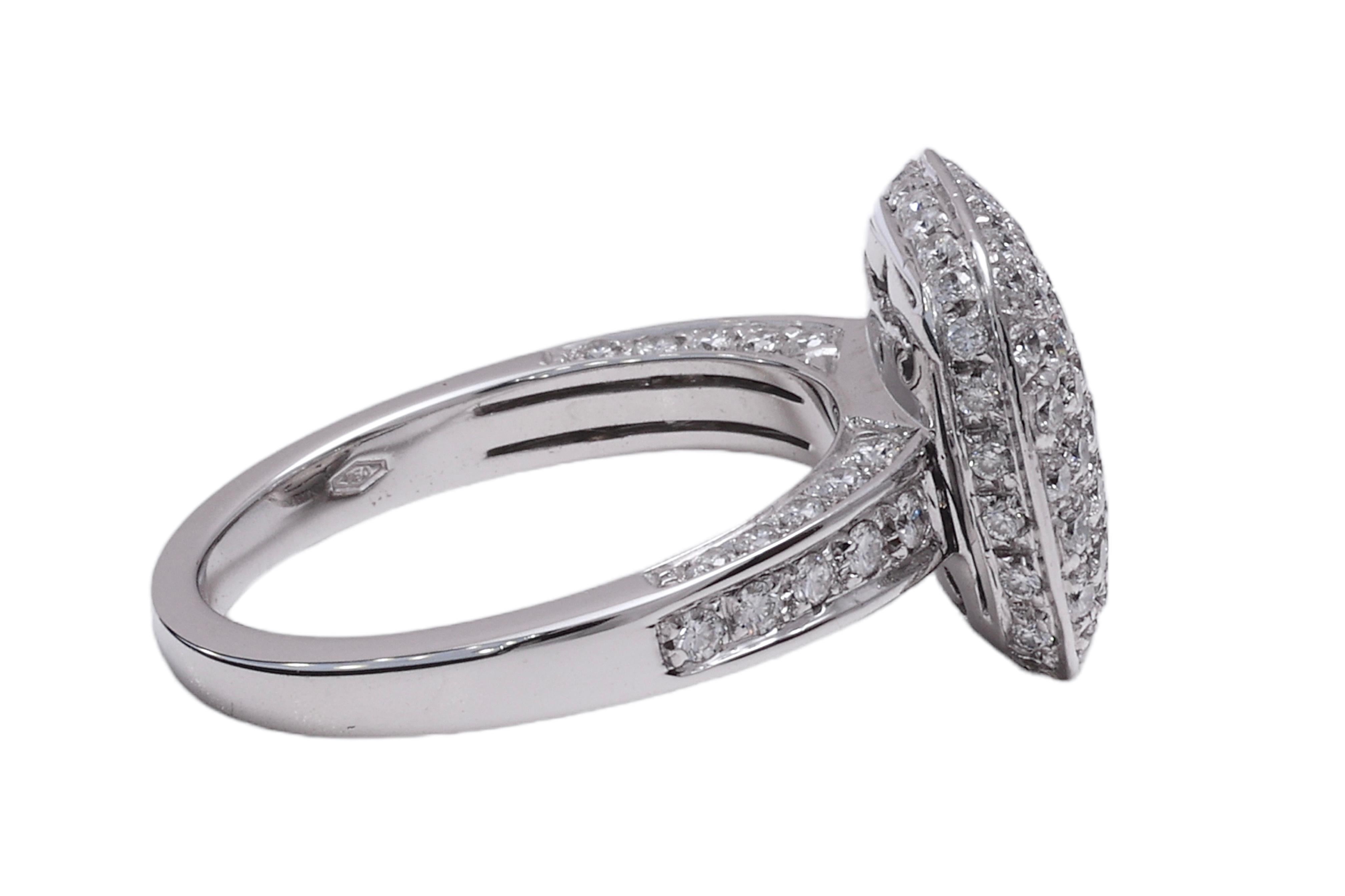 Women's or Men's 18 kt. White Gold Square Ring Set with 1.30 Ct. Diamonds For Sale
