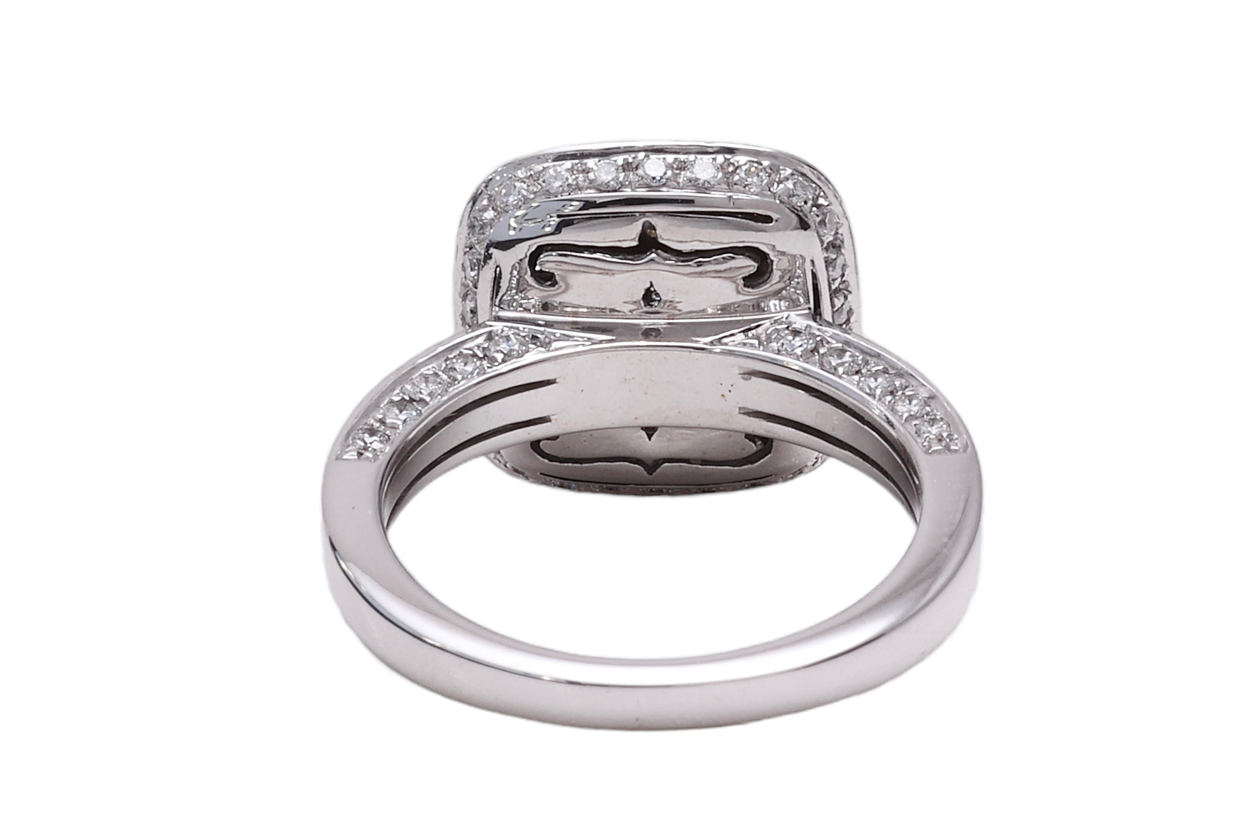 18 kt. White Gold Square Ring Set with 1.30 Ct. Diamonds For Sale 3