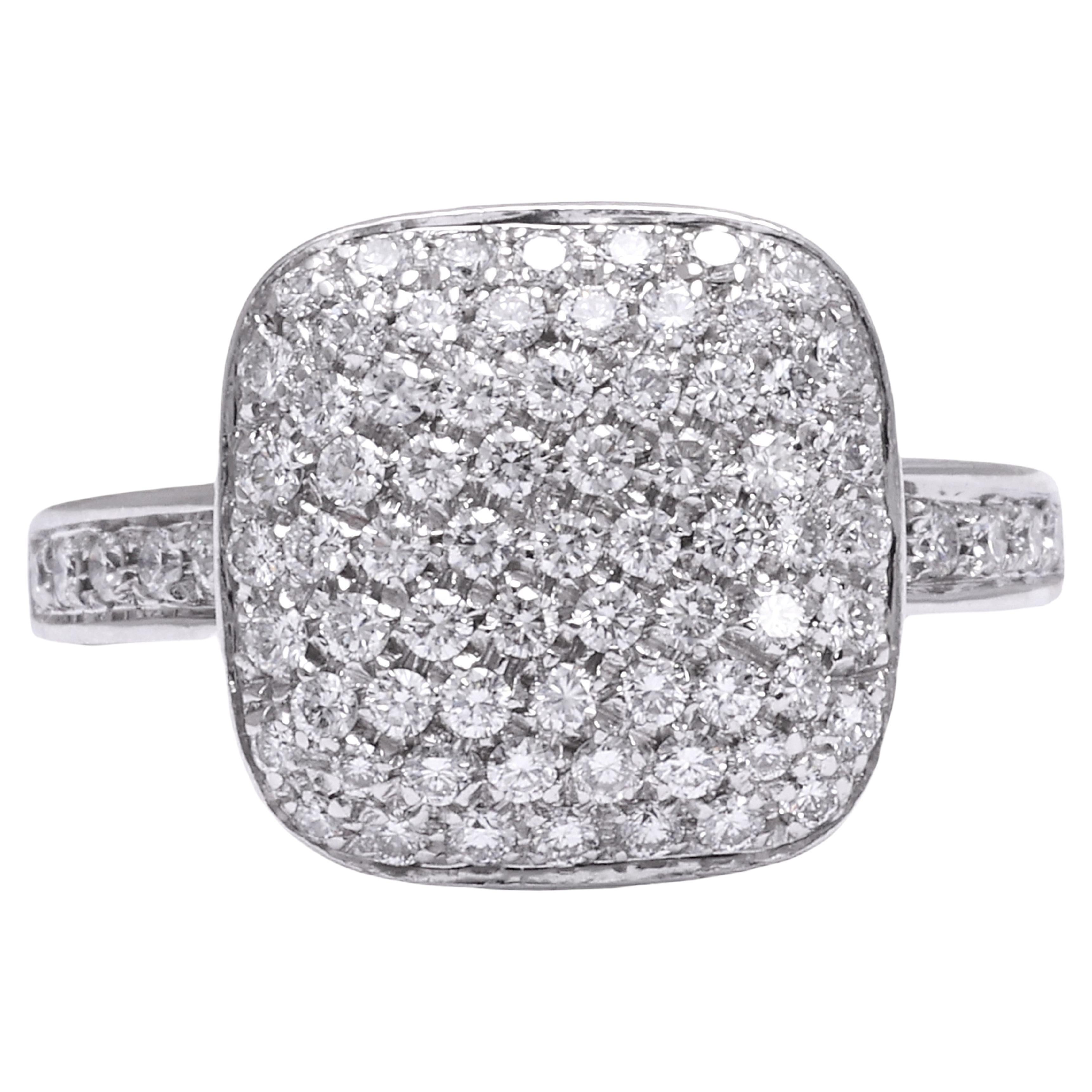 18 kt. White Gold Square Ring Set with 1.30 Ct. Diamonds For Sale