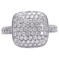 18 kt. White Gold Square Ring Set with 1.30 Ct. Diamonds