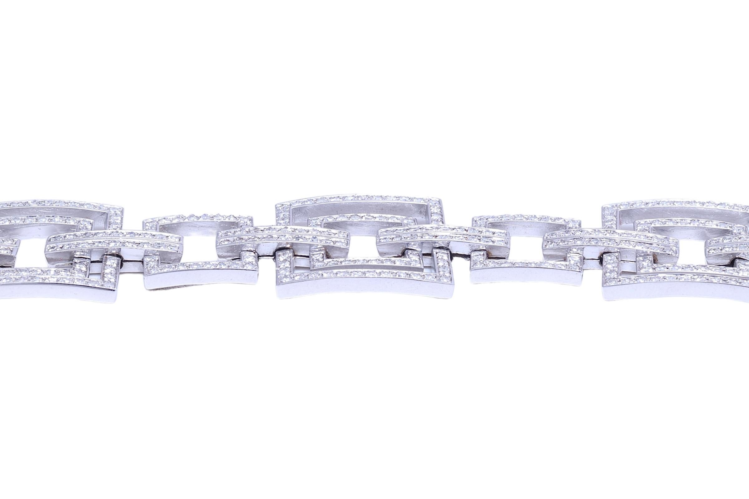 18 kt. Bracelet tennis carré en or blanc de 8,52 carats Diamants en vente 3