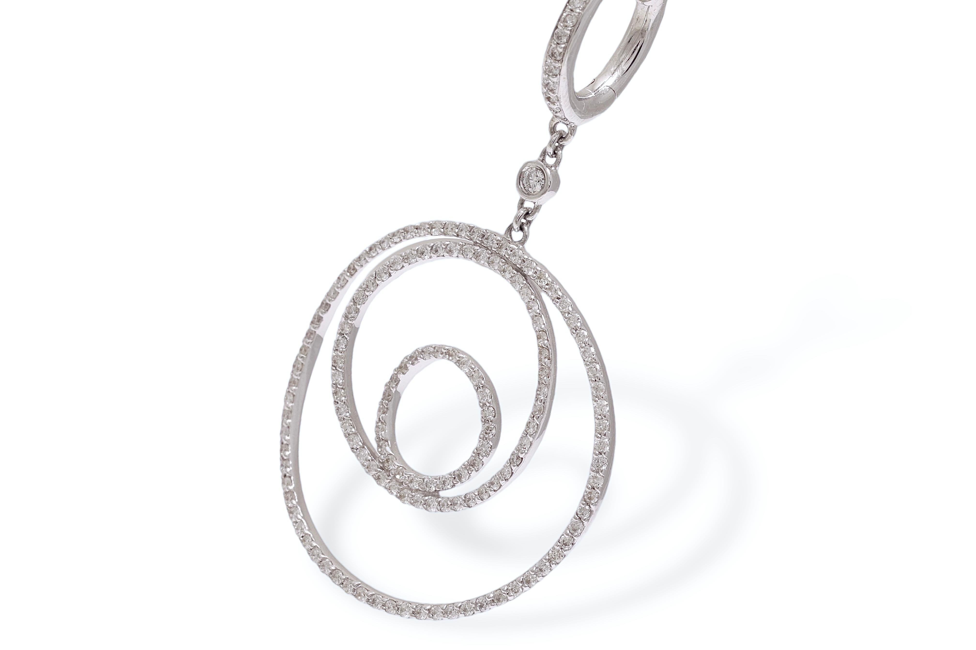 Artisan 18 kt. White Gold Tipple Circle 1.68 ct. Diamond Earrings For Sale