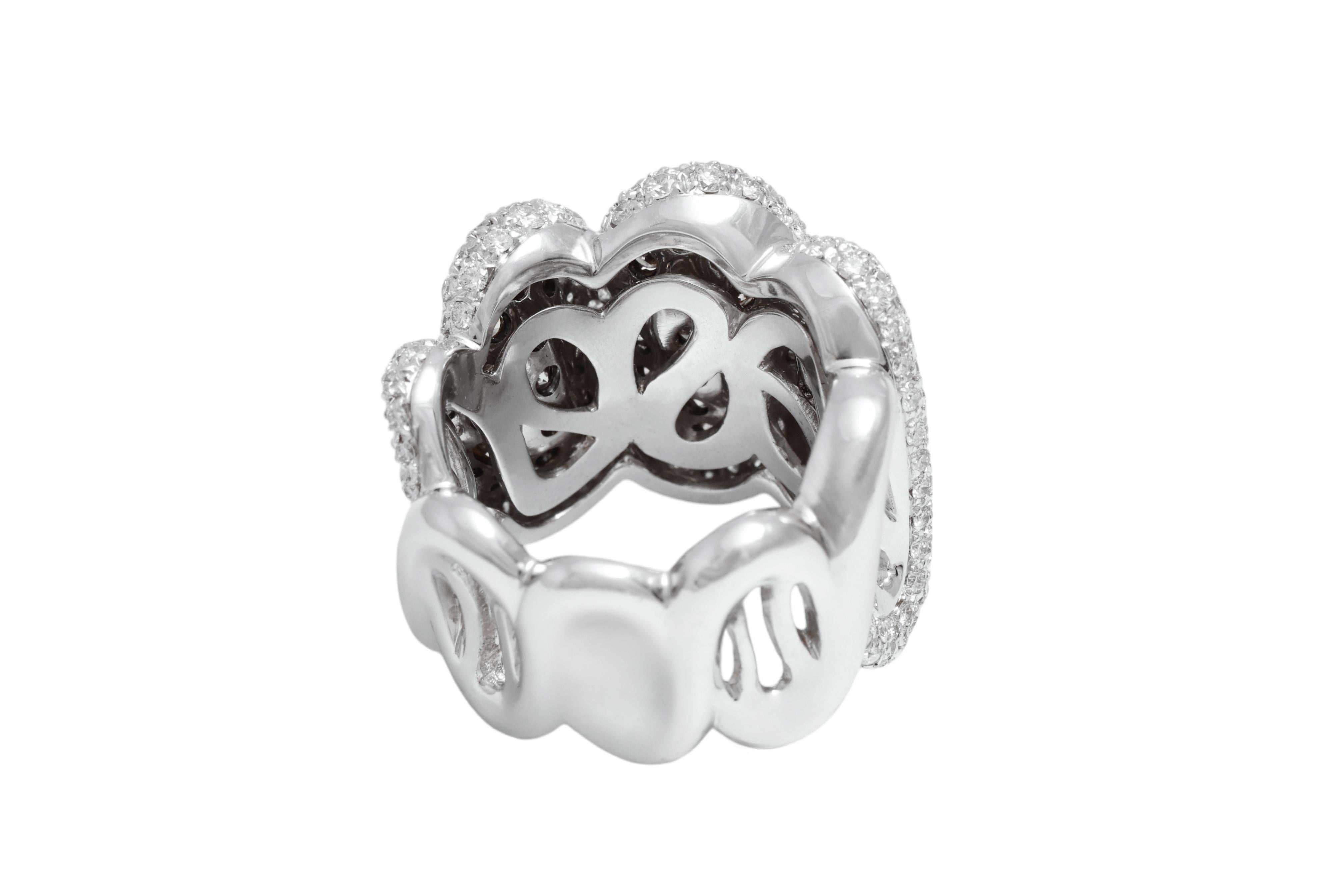 18 Kt White Gold, White & Cognac Color Natural Diamonds Ring For Sale 7