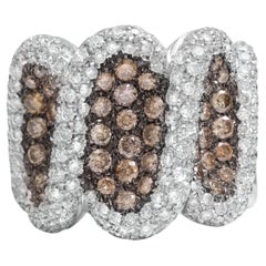 18 Kt White Gold, White & Cognac Color Natural Diamonds Ring