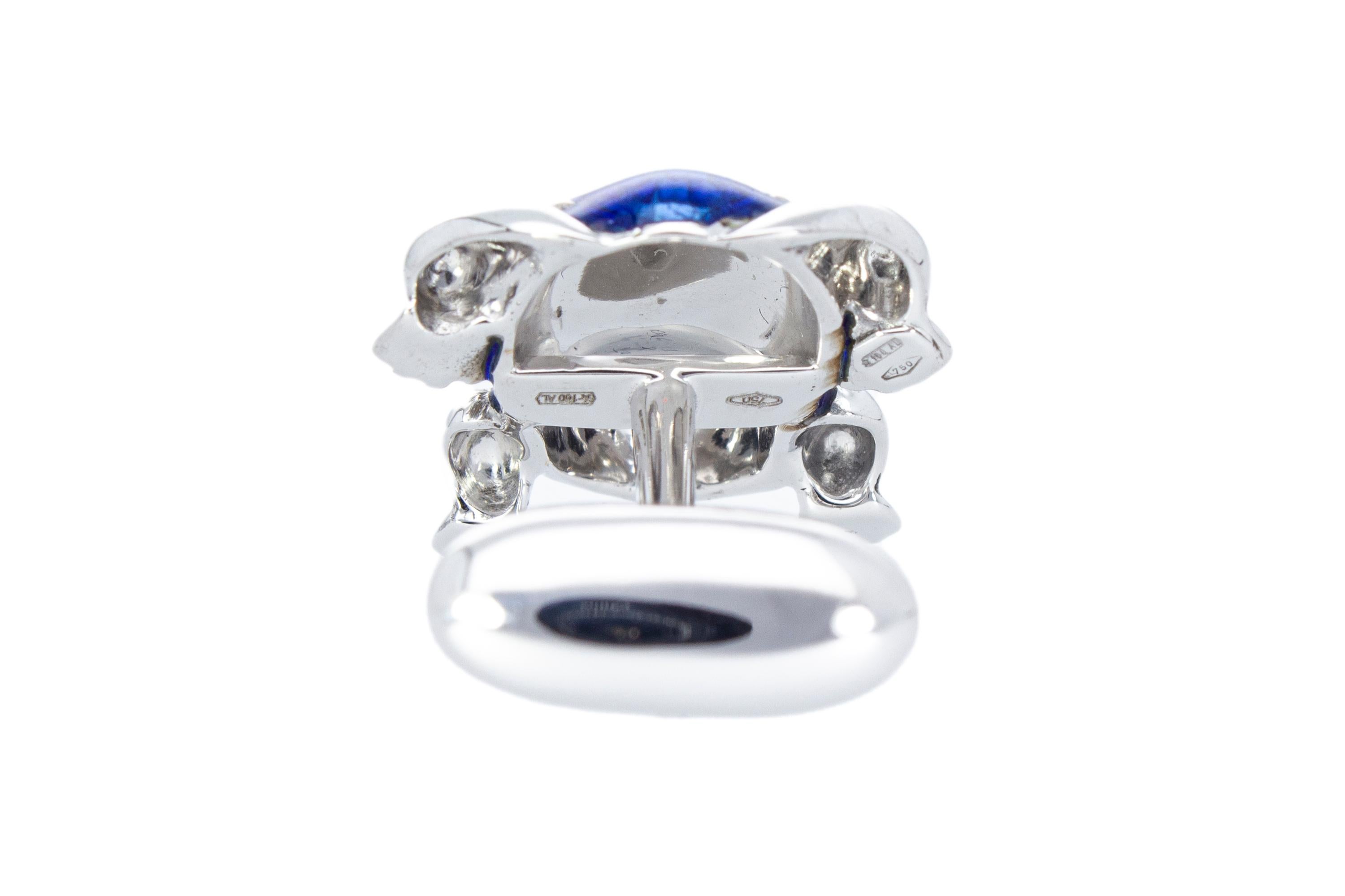 Boutons de manchette grenouille en or blanc 18 carats avec émail bleu et diamants, fabriqués à la main en Italie en vente 11