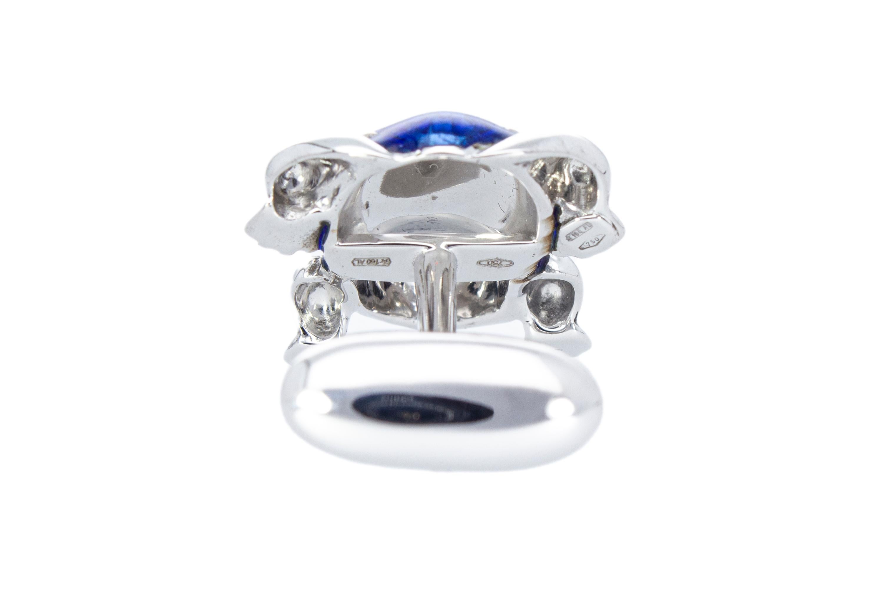 18 Kt White Gold with Blu Enamel Diamonds Frog Cufflinks Handcraft Made in Italy For Sale 11