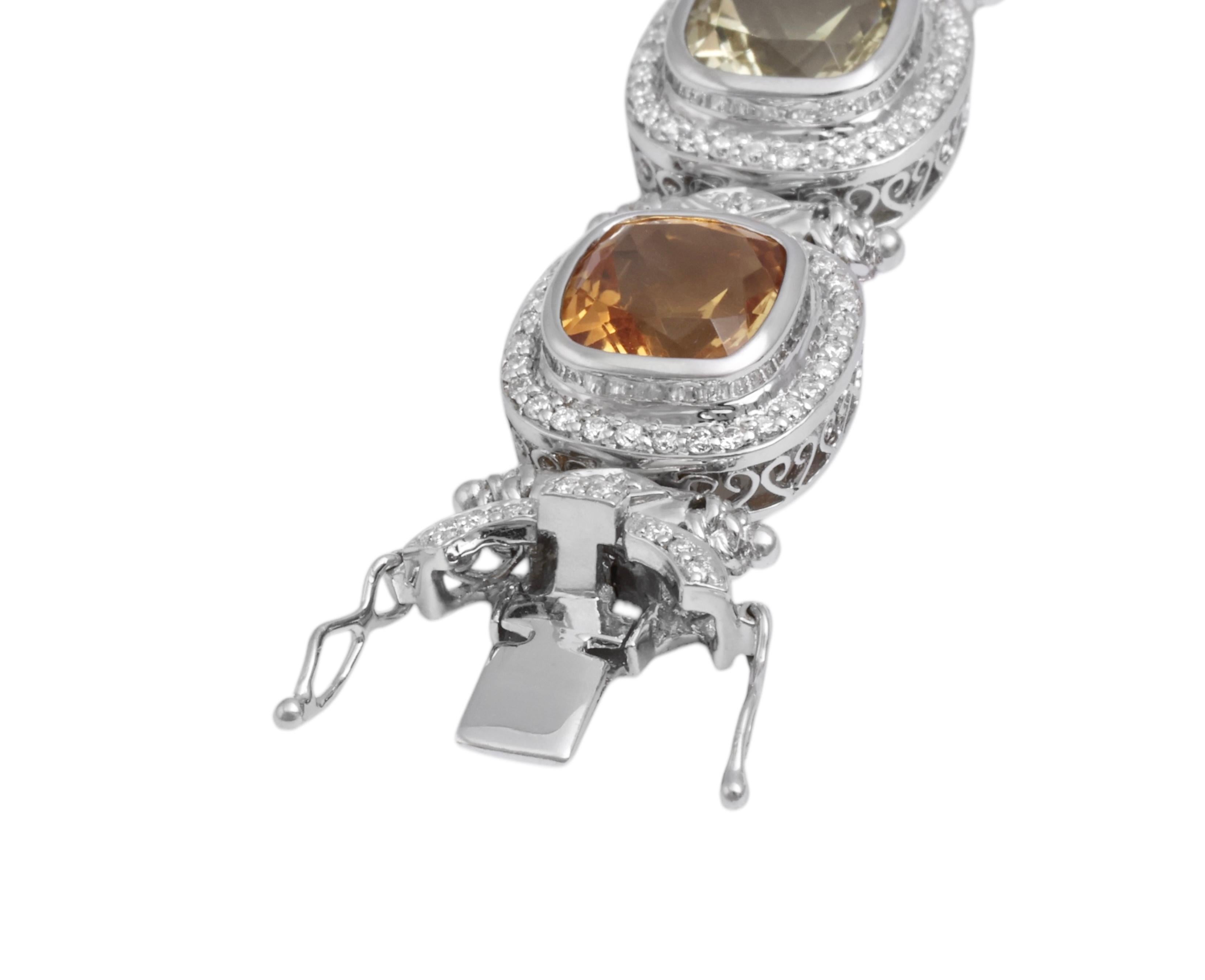 18 Kt White Gold with Natural Multi Gem Pastel Color Stones & Diamonds For Sale 4