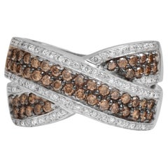 18 kt. White Gold Wrap Ring With 1.6 ct. White & Cognac Diamonds