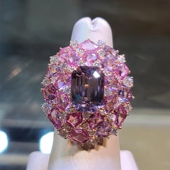 18 Kt White Red Gold 5.77 Carat No Heat Spinel & Diamond cocktail Ring / Pendant
