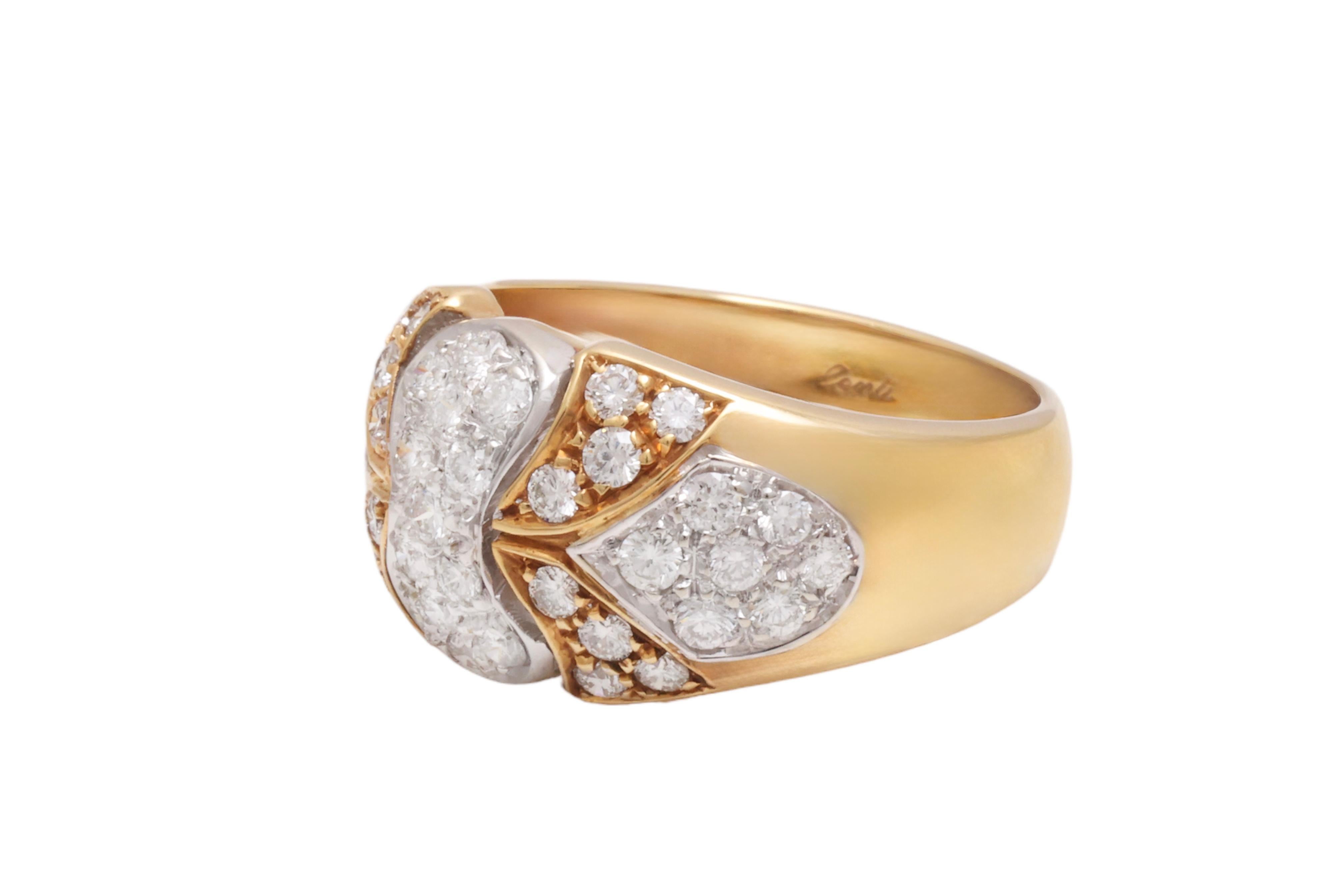 18 Kt White & Yellow Gold Diamond Ring For Sale 4