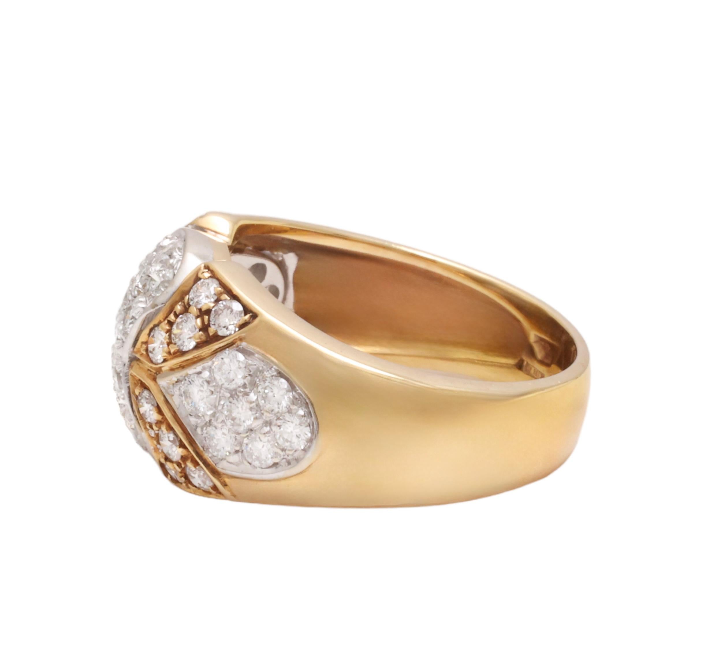 18 Kt White & Yellow Gold Diamond Ring For Sale 5