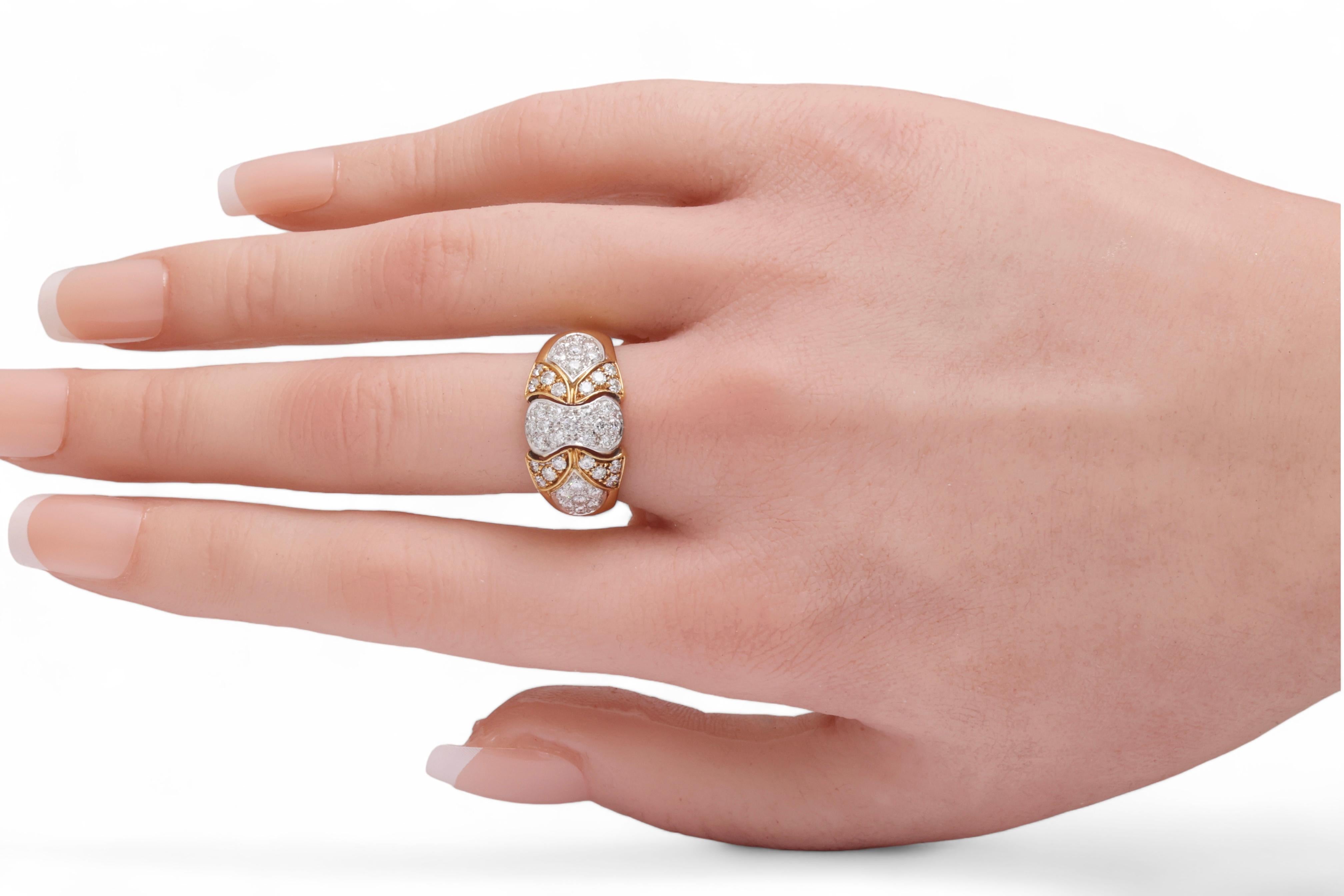 18 Kt White & Yellow Gold Diamond Ring For Sale 8