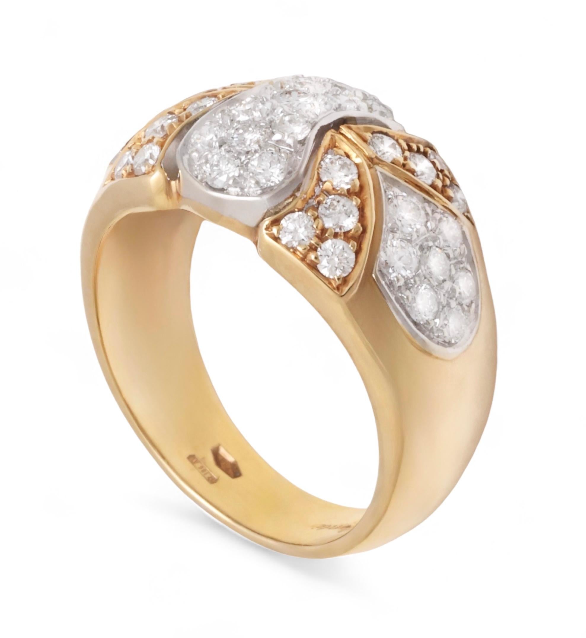 Modern 18 Kt White & Yellow Gold Diamond Ring For Sale