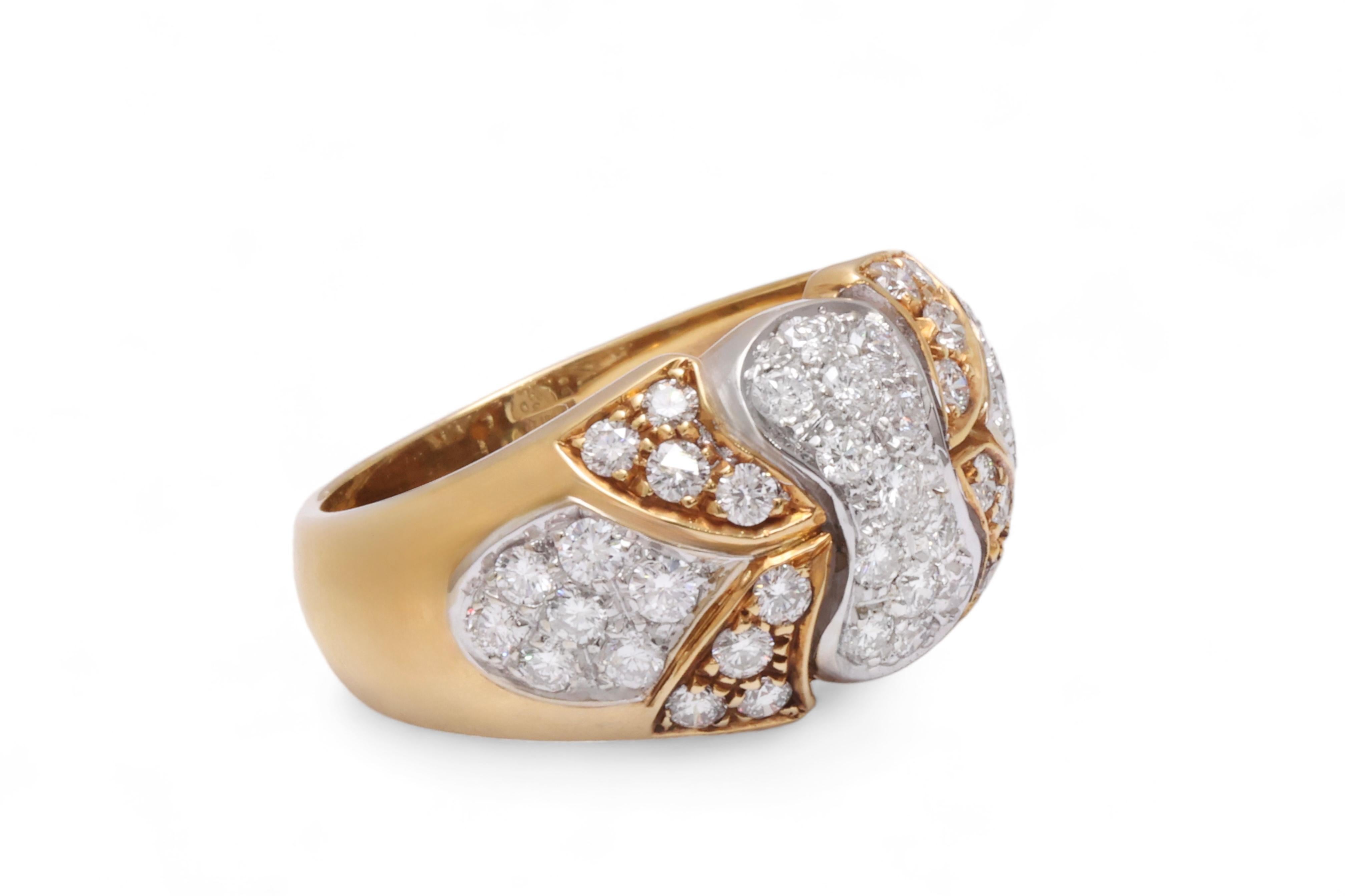 18 Kt White & Yellow Gold Diamond Ring In New Condition For Sale In Antwerp, BE