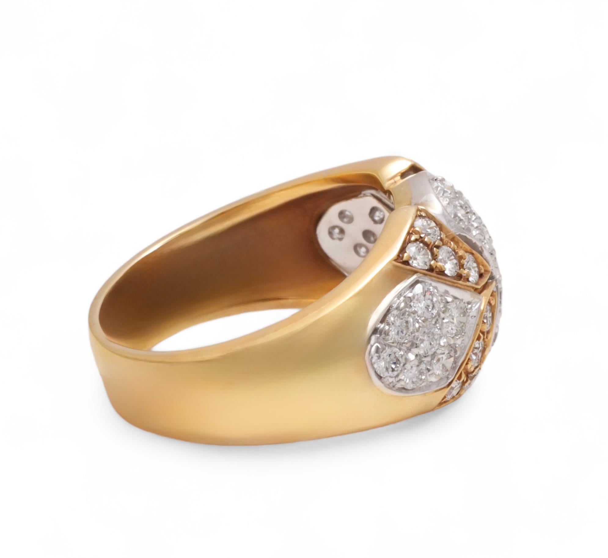 18 Kt White & Yellow Gold Diamond Ring For Sale 1