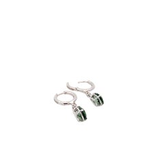 Orecchini pendenti in oro bianco 18 Kt con tormalina verde e diamanti Garavelli