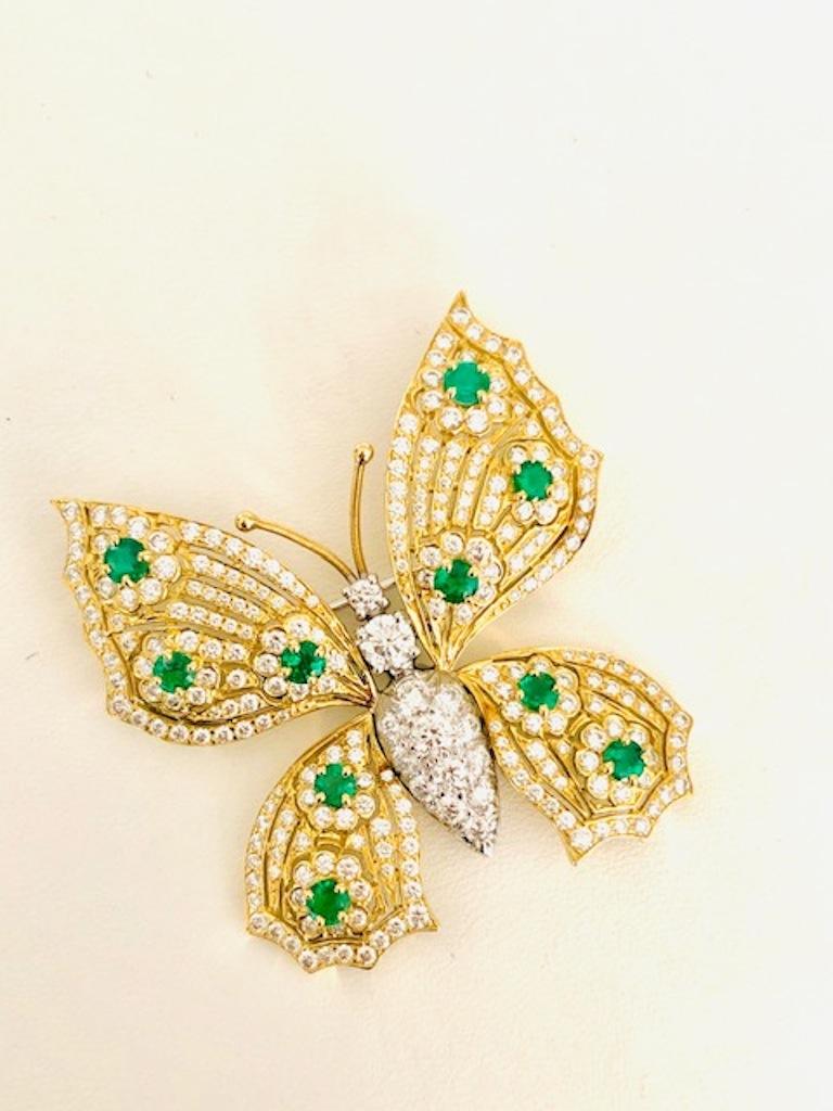 18 Karat Yellow and Platinum Emerald and Diamond 