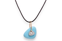 18 kt. Yellow and White Gold, Turquoise & Diamonds Mattioli Necklace / Pendant