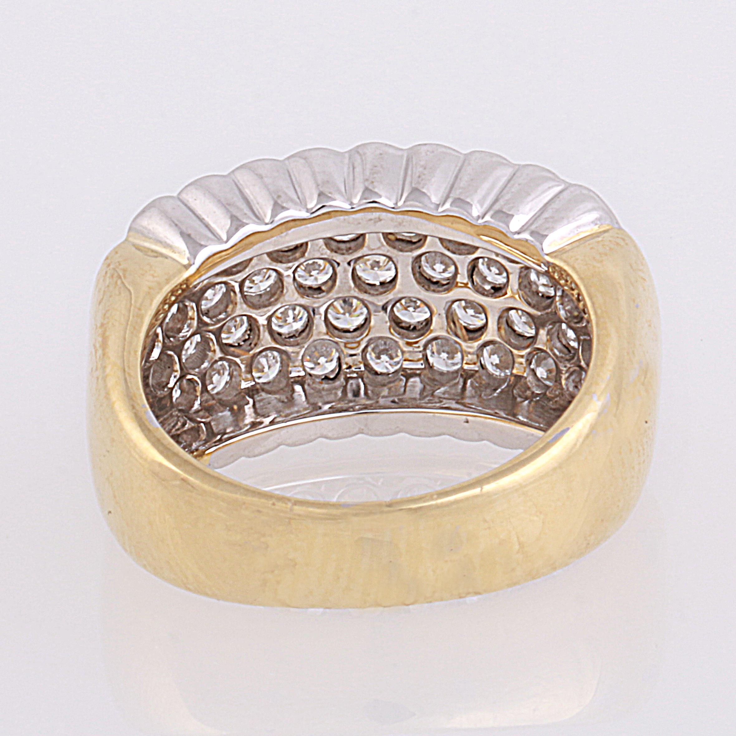 Women's or Men's 0.70 Carat Pavé Set Diamond Band Ring in 18 Karat Yellow and White Gold