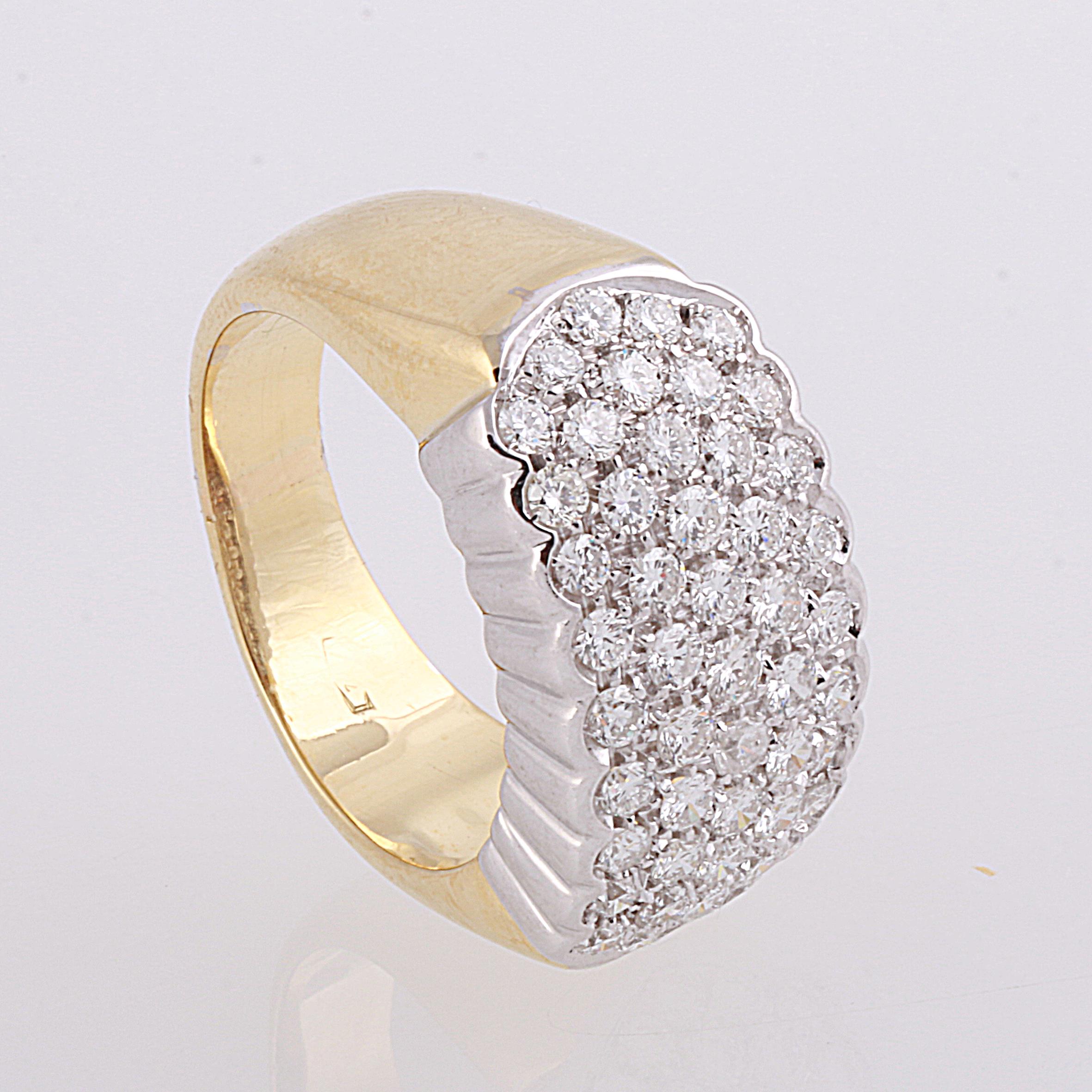 0.70 Carat Pavé Set Diamond Band Ring in 18 Karat Yellow and White Gold 2