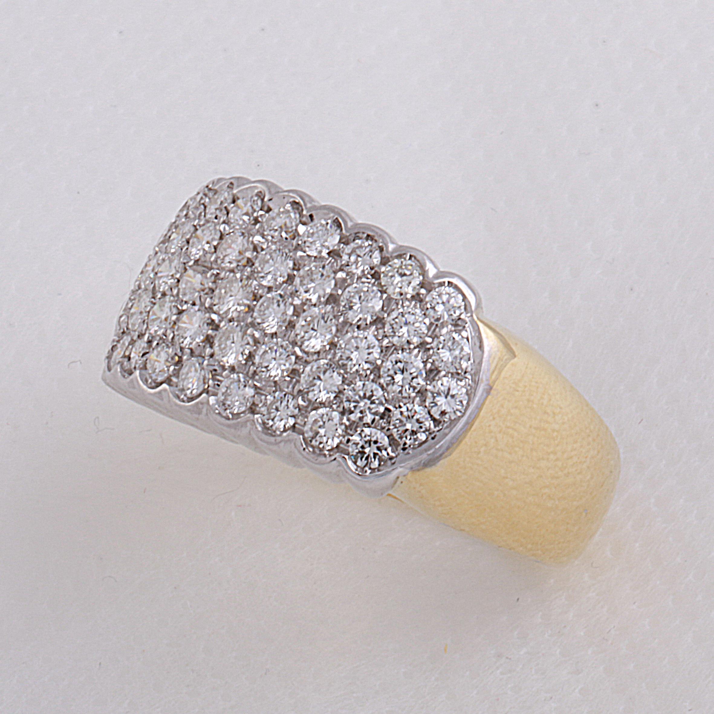 0.70 Carat Pavé Set Diamond Band Ring in 18 Karat Yellow and White Gold 3