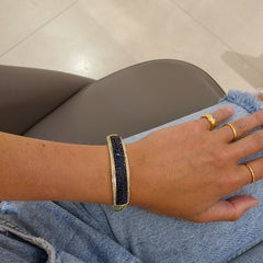 Oro 18 carati, bracciale con zaffiri e diamanti incastonati a vista da 16,26 carati