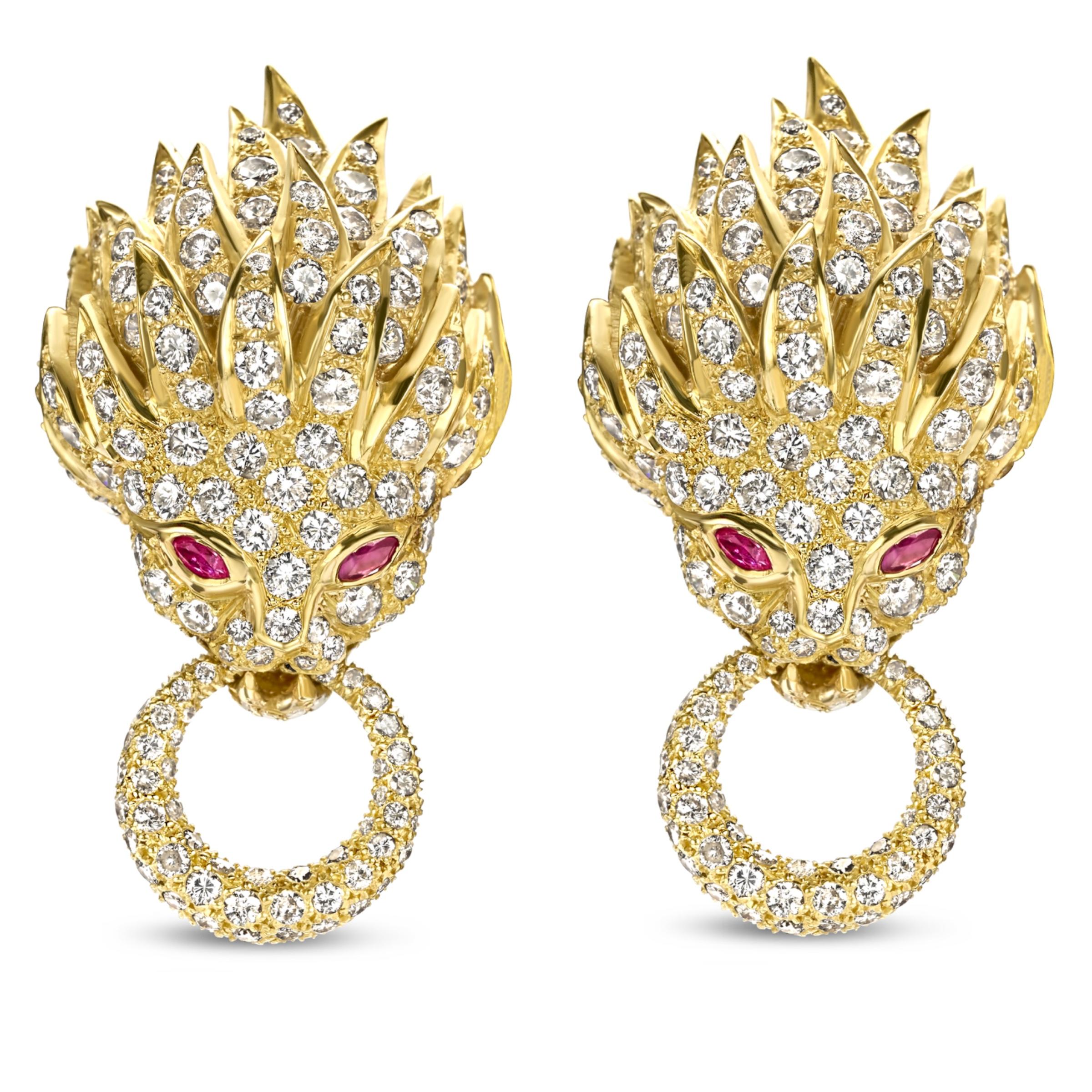18 kt. Yellow gold Adler Genève Necklace, Earrings, Bracelet, Ring Lion Set For Sale 6