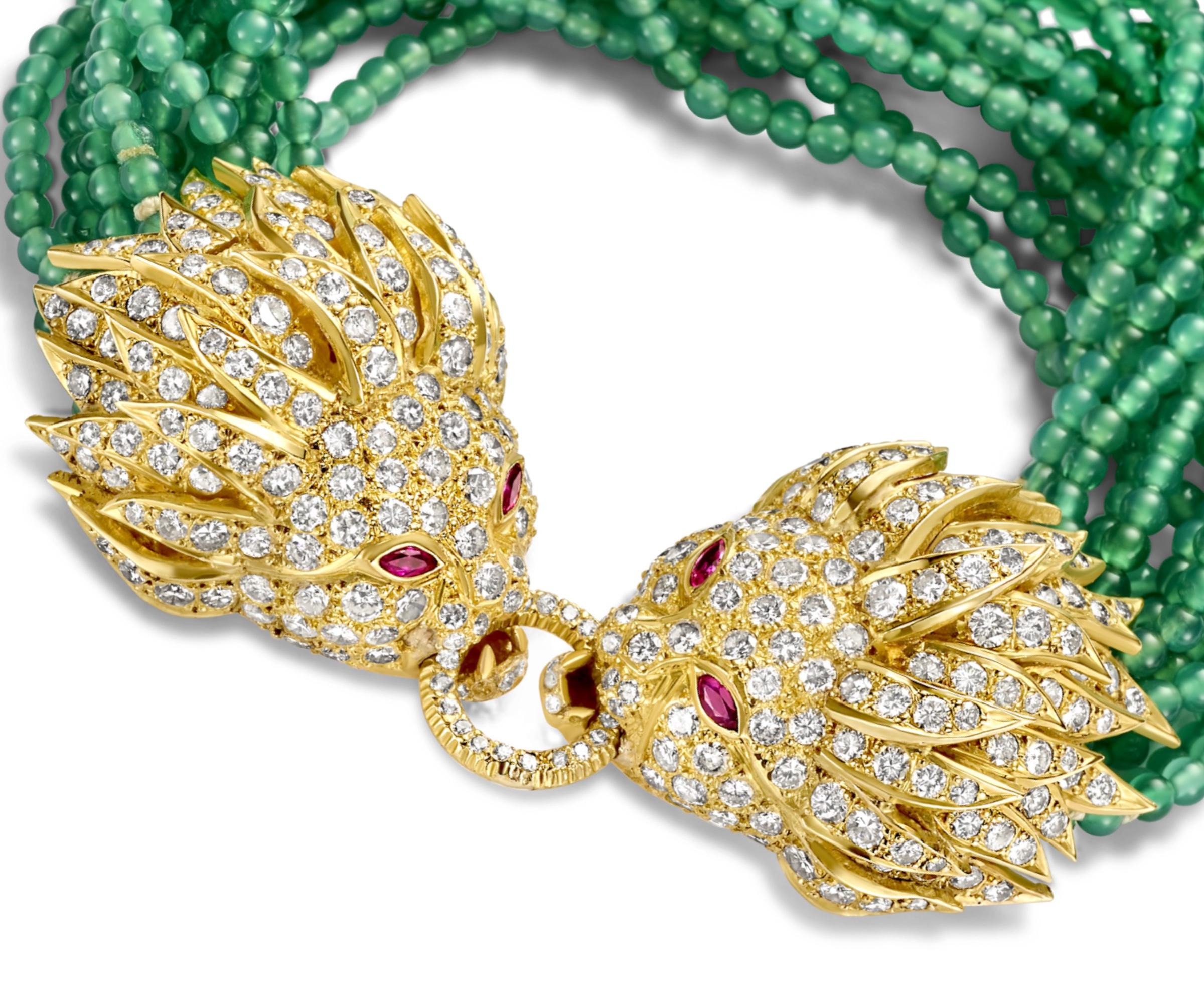 18 kt. Yellow gold Adler Genève Necklace, Earrings, Bracelet, Ring Lion Set For Sale 3