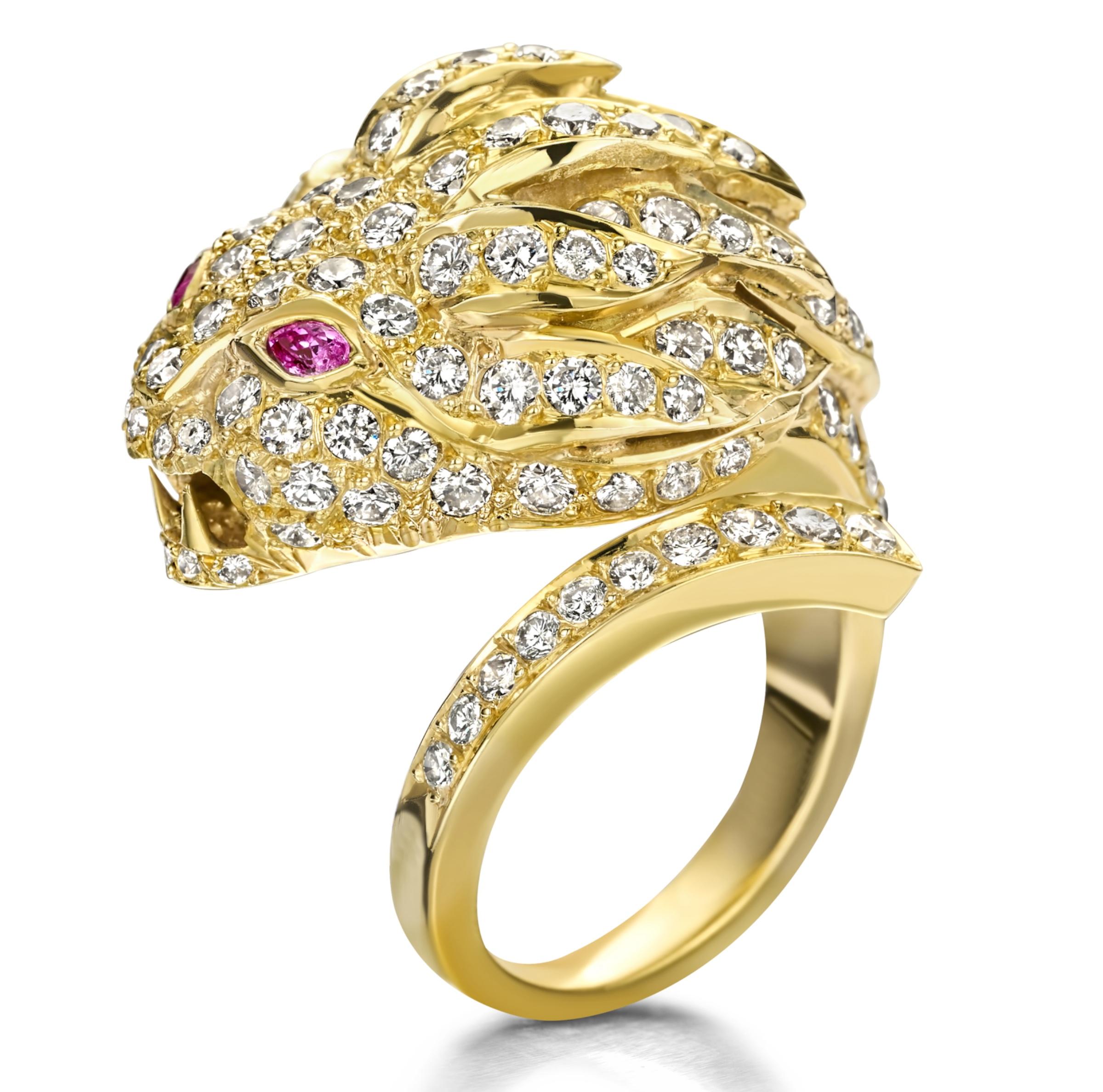 18 kt. Yellow gold Adler Genève Necklace, Earrings, Bracelet, Ring Lion Set For Sale 14