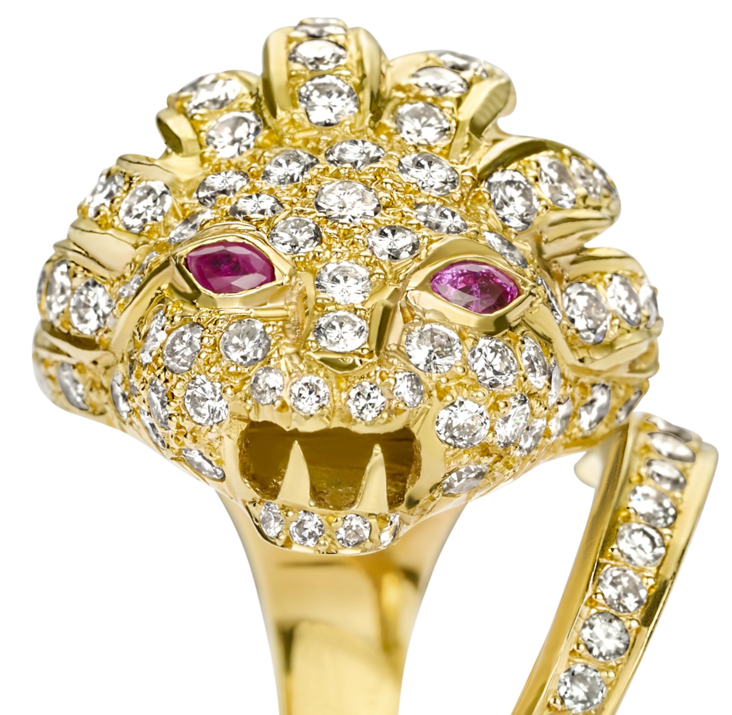 18 kt. Yellow gold Adler Genève Necklace, Earrings, Bracelet, Ring Lion Set For Sale 12