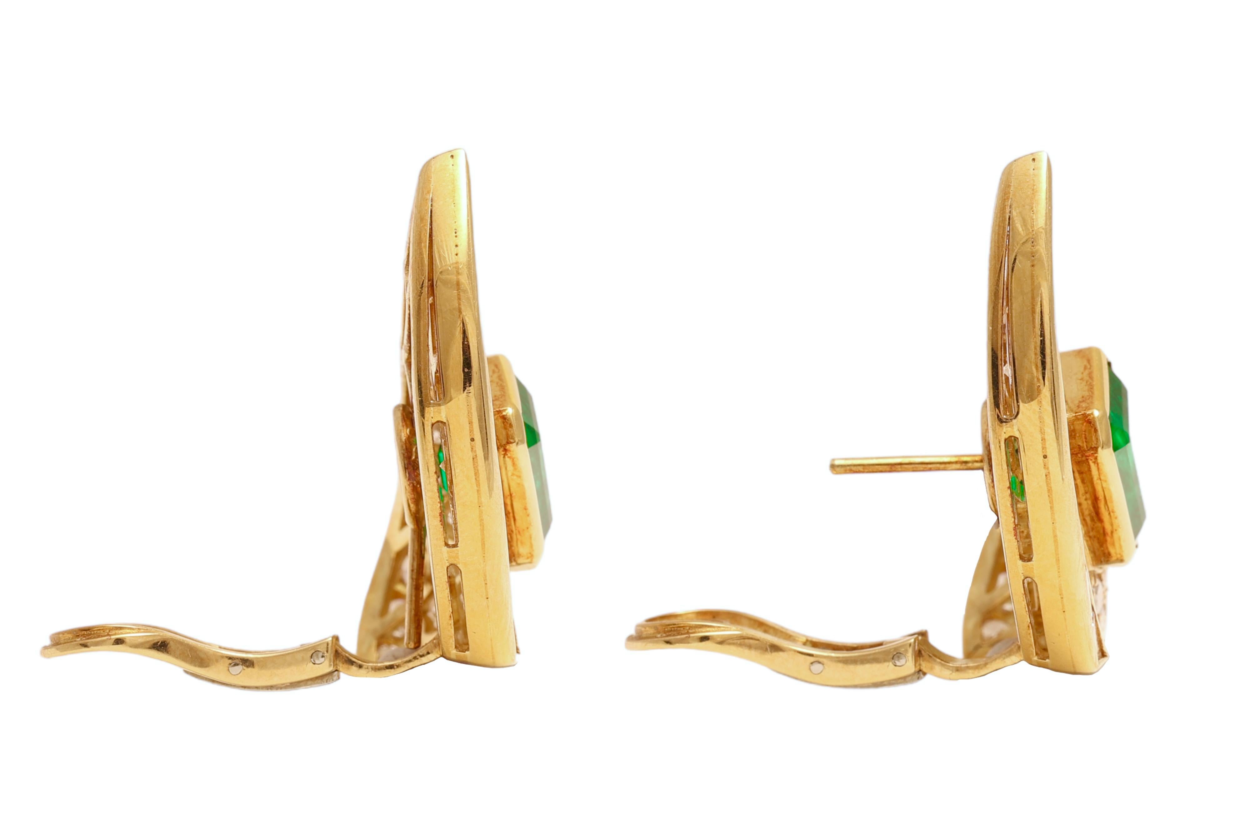 18 kt. Adler Genève Set Halskette und Ohrringe aus Gelbgold mit Smaragden und Diamanten im Angebot 9