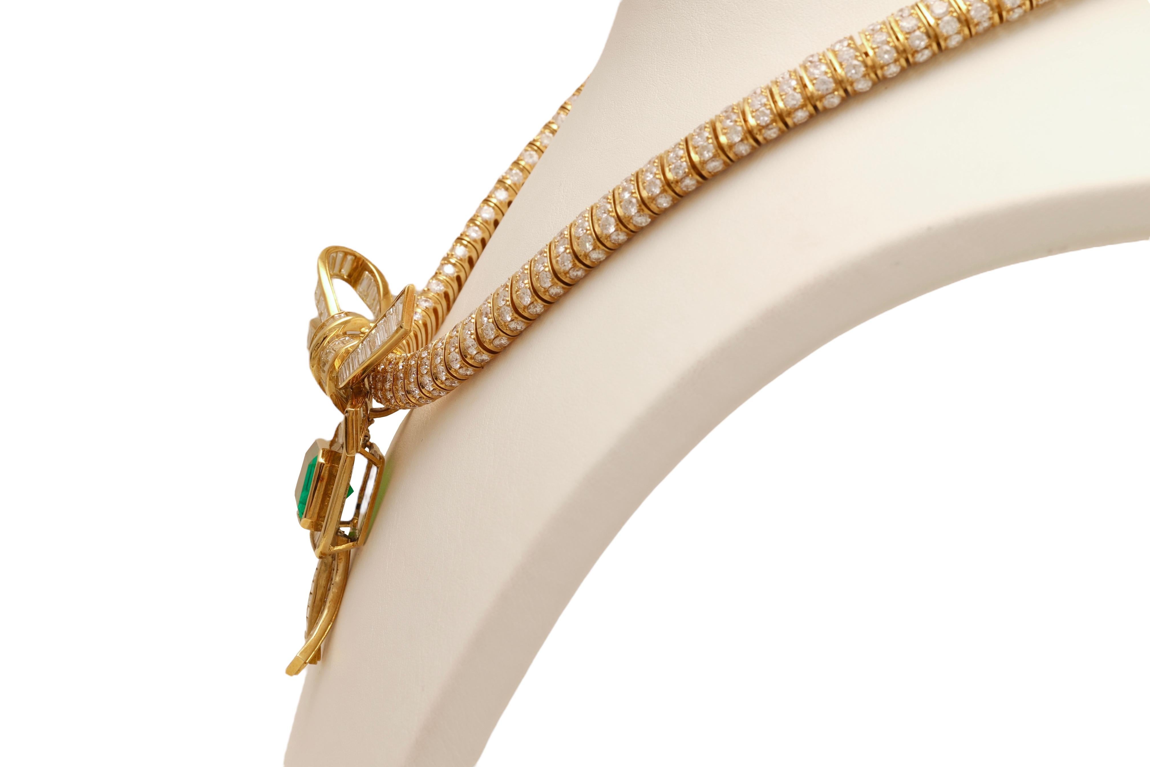 18 kt. Adler Genève Set Halskette und Ohrringe aus Gelbgold mit Smaragden und Diamanten im Angebot 4