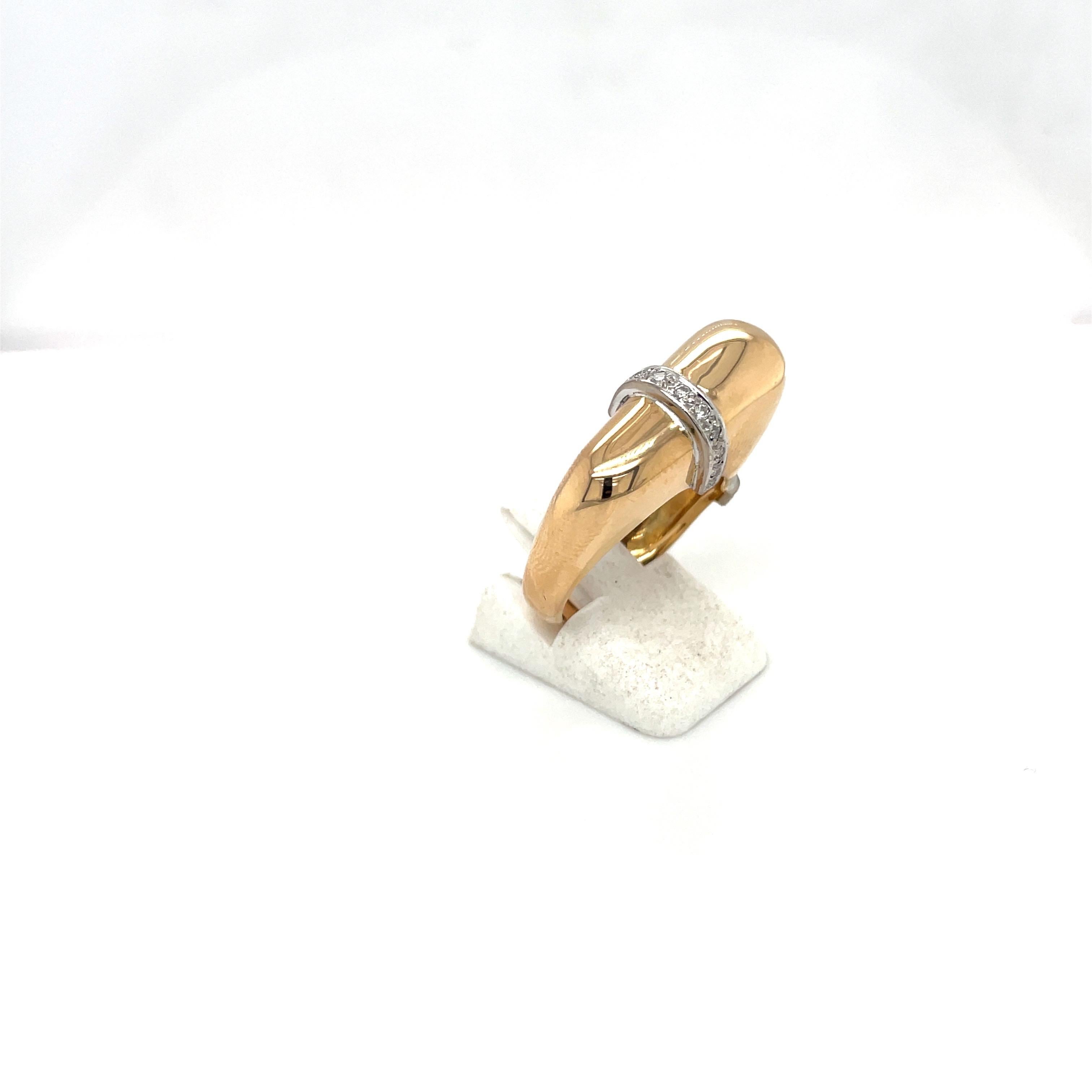 Women's or Men's 18 Kt Yellow Gold and .18ct. Diamond Assymetrical Ring