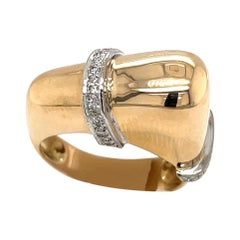 18 Kt Yellow Gold and .18ct. Diamond Assymetrical Ring