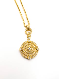 Ct 0.50 Diamonds and Yellow Gold Deco Style Charm and Necklace
