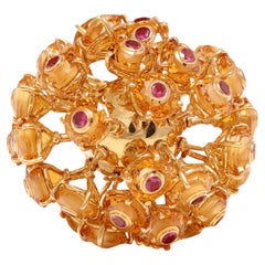  18 kt. Yellow Gold Ball of Moving 1.65 ct. Rubies and Citrine