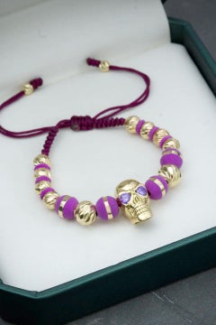 18 Kt Yellow Gold Skull Bracelet