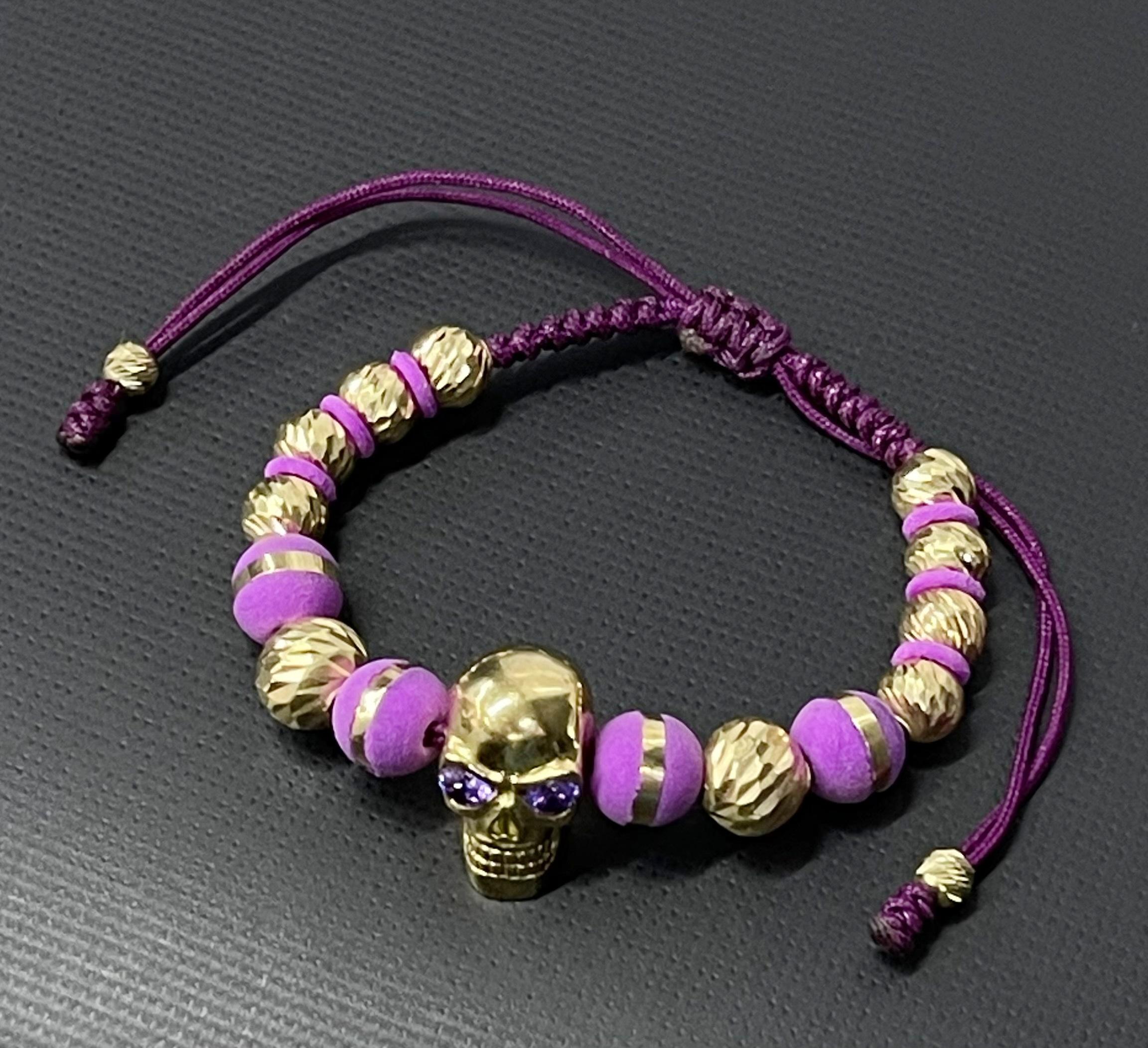 Grezzo Bracciale con teschio in oro giallo 18 Kt in vendita